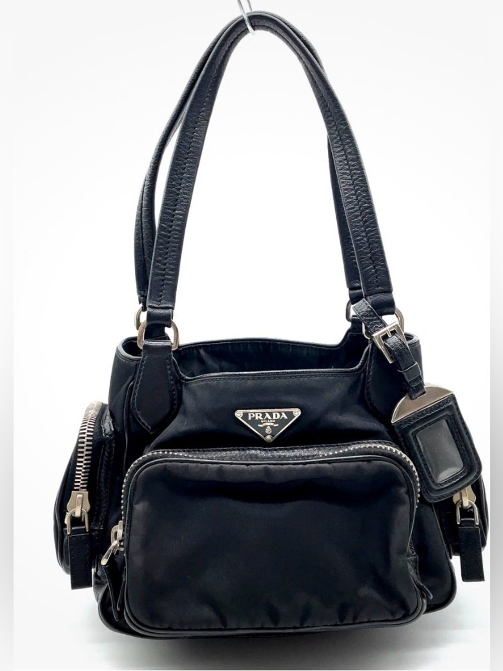 Prada Black Shoulder Bag with 4 zipped Outside Pockets & 2 zipped inside Pockets